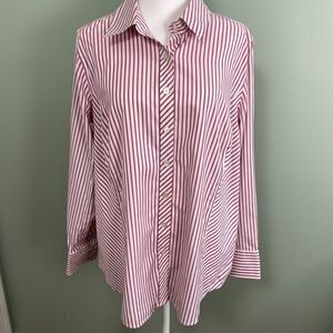 Talbots Red and White Striped Button Down Shirt